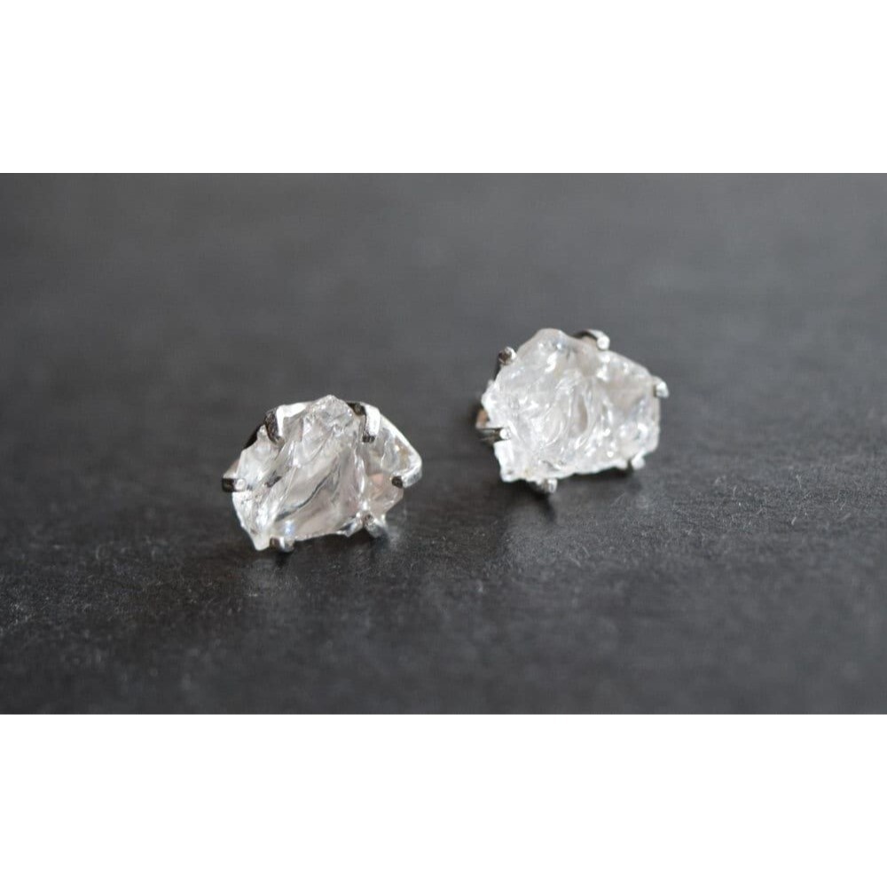 Lake County diamond earrings, 925 sterling silver, raw gemstones